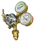 Forney argon/CO2 MIG welder regulator kit front view with dual gauges, brass fittings