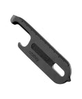 Ultra Slim Stainless Steel Multi Tool V2 With Titanium Coating Pocket EDC Gear in black, angled view showing package cutter.