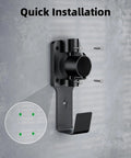 EV Charger Holder With 180 Degree Rotating Nozzle Dock, Heavy Duty Metal J Hook Wall Mount for SAE J1772 Charger, Quick installation with wall mounting screws.