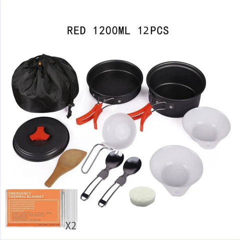 Ultra Lightweight 12 Piece Camping Cookware Set For Backpacking And Hiking Nonstick Pot And Pan With Lids Bowls Utensils Sponges