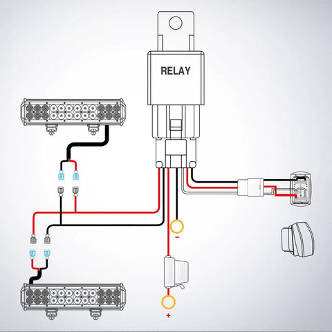 Diagram of LED Light Bar Wiring Harness Kit With Dual Output 12V 5Pin Rocker On Off Switch Waterproof Power Relay