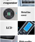 Close-up of Portable Countertop Ice Maker components including LCD display, stainless steel frame, fan, and evaporator.