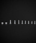 Small Screw Nut Assortment Kit With Stainless Steel Screws And Nuts In M1, M1.2, M1.4 And M1.6 Sizes On Black Background