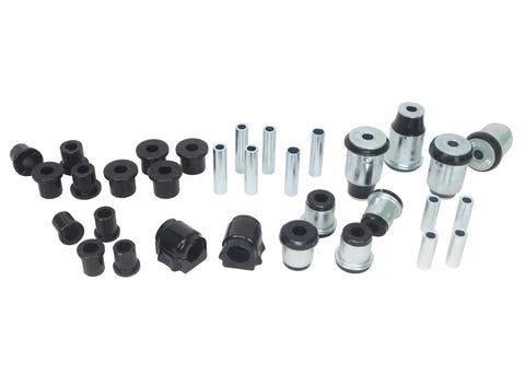Front And Rear Suspension Bushing Kit For Ford F-150 09-13 containing black rubber and metal bushings for smooth ride and quick install.