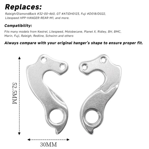 Rear Derailleur Hanger 96 CNC Aluminum 6061 2 Pack With Bolts For Mountain And Road Bikes Silver Anodized Finish Durable Shift Alignment