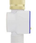 Side view of P3 Water Flow Meter with Heavy Duty Brass Swivel for Outdoor Hose, accurate to one tenth gallon, easy to attach LCD display.