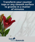 Red flower on Marble White Honed Peel And Stick Countertop Vinyl Laminate Cover For Kitchens Seamless Self Adhesive DIY Upgrade