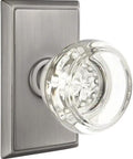 Privacy Door Set With Georgetown Crystal Knobs In Matte Black, Rectangular Rosette Finish, showing side view and crystal details.