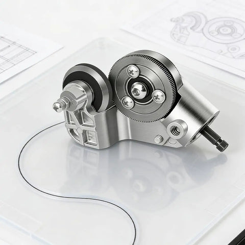 Titanium Drill Nibbler Sheet Metal Cutter Attachment with adapter on a transparent surface showcasing its precise cutting mechanism.