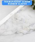 60Pcs Rubber End Caps Set for Bolts and Screws, clear vinyl thread protectors scattered on a marble surface