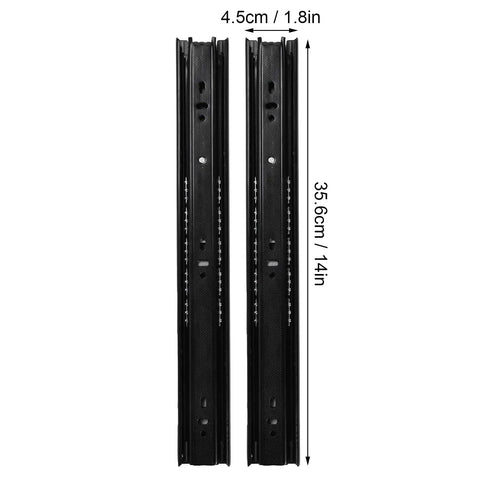 Heavy Duty 3-Section Drawer Slides Black 14 Inch, 100 Lb Load Capacity, 10 Pairs, vertical view