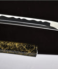 Close-up of Handmade Aluminum Steel Katana Full Tang Blunt Blade For Safe Practice Iaido Bushido Samurai Sword Training