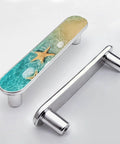 4 Pack Starfish Seashells Drawer Pulls Silver Three And Three Quarters Inch Center To Center Cabinet Handles Coastal Design