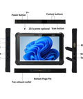 Built Different 10.1 Inch Rugged Tablet With High Speed Barcode Scanner Windows 11 Pro Intel Core I5 8GB RAM 256GB ROM front and side view showing ports.