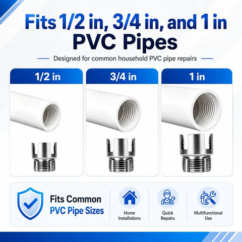 DIY PVC Pipe Threading Kit For Drill With Tape Internal And External Threading Tool One Half Inch Three Quarter Inch One Inch NPT For PVC CPVC ABS Pipes Pipe Thread Cutting And Repair For Home And Garden Irrigation fits 1/2, 3/4, 1 in PVC pipes