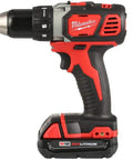 Industrial Strength M18 Cordless 1/2 Inch Hammer Drill With Led Work Light Brushless Motor Power For Killer Wood And Masonry Jobs A Top Shelf Build Designed To Outlast side view of red and black cordless drill with battery