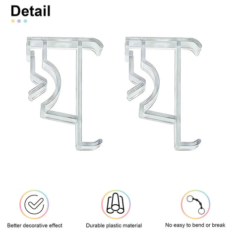 Clean 2 Inch Window Blind Valance Clips 12 Pack Heavy Duty Plastic Snap Holders displaying durable clear holders for window shades.