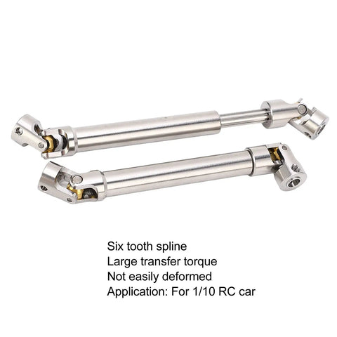 Two Pack Stainless Steel M4 RC Drive Shaft For 1/10 Scale Crawlers, Universal Round Brass Ball Joint With Six Tooth Spline, 113mm Length