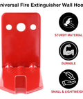 Beefy Heavy Duty Fire Extinguisher Wall Mount Bracket Kit, red universal wall hook, durable iron material, rust-resistant.