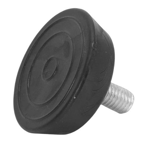 Close-up of anti-slip foot from Heavy Duty 4 Pack Furniture Levelers with threaded galvanized steel and rubber finish.