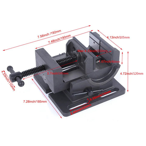 Beefy 4 Inch Angle Drill Press Vise With Cradle Style Tilting Jaw, Benchtop Industrial Strength Drill Clamp Vice, 4 Inch Jaw Width, 4 Inch Jaw Opening, 1-1/2 Inch Jaw Depth, Built For Precise Metalworking