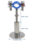 Stainless steel adjustable pipe clamp bracket for 1-inch pipe with circular base mount and screws