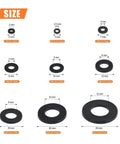 800 Pcs Black Nylon Flat Washers Set Nine Sizes M2 To M12 Insulation Anti Corrosion Plastic Washers Universal Storage Box Kit For Electronics Automotive Appliances And DIY Projects, size chart