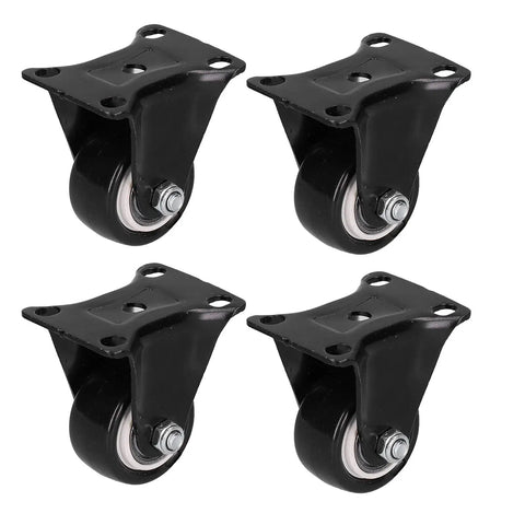 Heavy Duty Caster Wheel Set Four 40mm PVC And Steel Casters, 60kg Capacity Per Wheel, 60x44mm Plate, black finish, front view