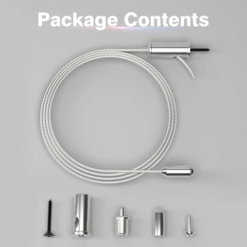 Contents of 8 Pack Hexagon Garage Light Hanging Kit With Adjustable 1.0M Stainless Steel Suspension Wire Rope Heavy Duty 1.5mm Cables