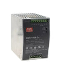 Industrial Grade 480W 24V DC-DC Converter With Wide 16.8 To 33.6V Input, -40°F To 176°F Operating Temp, 91% Efficient, Low Ripple Noise, DIN Rail Mount, Railway Certified EN50155 EN45545, Built Tough For Harsh Environments, front view.