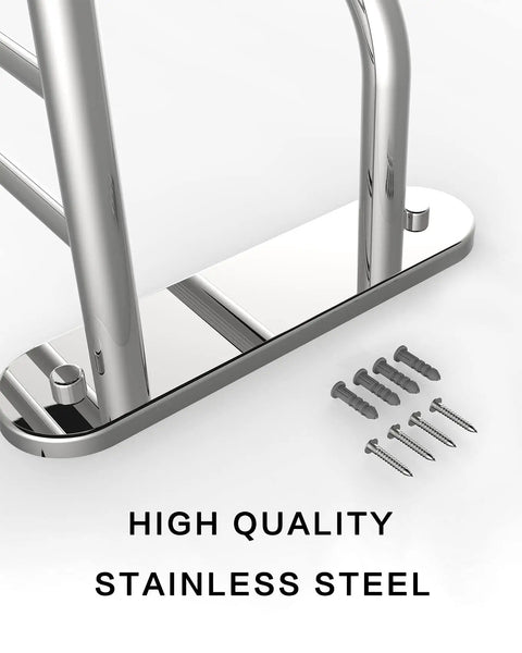 Close-up of mounting base for 18 Inch Bathroom Towel Rack With Top Shelf And Bar Chrome Finish Wall Mount Solid Stainless Steel Zinc Alloy.