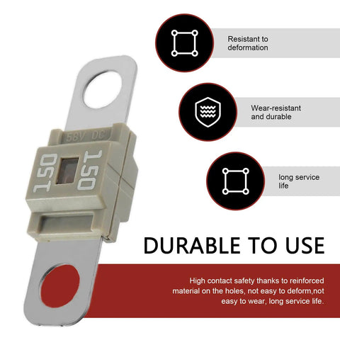 Beefy Heavy Duty 3 Pcs Midi Fuses 150 Amp Flat Style Bolt On Fuse Links Gray with durable design and high contact safety.