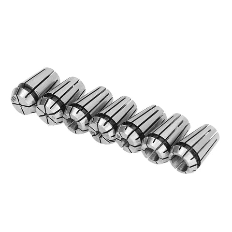 Must-Have 7Pcs Spring Collet Set For ER Tool Holders, durable steel collets in sizes 1.0mm to 7.0mm for precision jobs.