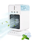 Highly Portable Evaporative Cooler With Three Speed Mist Fan And Swivel Nozzle For Desk Dorm Office And Travel slaps away summer heat with cool mist.