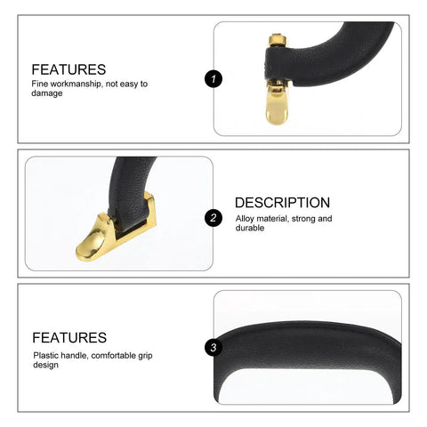 Close-up of Vintage Gold Cabinet Handles 5Pc Set For Kitchen Cupboards And Furniture, showing black plastic handle and gold edges.