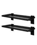 Heavy Duty Slatwall Shelf 24 Inch For Retail, Garage, And Home Storage, Slat Wall Hanging Shelf With Strong Support Frame, Black, 2 Pack