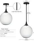 Industrial Modern 3D Colorful Glass Pendant Light 9 Point Eight Inch Eye Catching Fireworks Globe Hanging Lamp dimensions