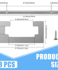 Dimensions of Eight 12 Inch Aluminum T Tracks With Screws Kit For Woodworking Jigs And Fixtures shown with measurements.