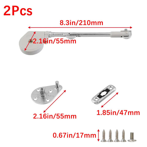 Heavy Duty Soft Close Hinges For Toy Boxes And Wooden Chests, Lid Stay Support with measurements, stainless steel