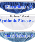9 To 10 Inch Buffer Waxer Bonnet Set Polishing Pads Kit with Microfiber, Synthetic Fleece, Coral Velvet for Orbital Polisher