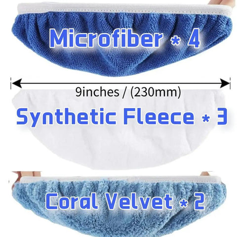 9 To 10 Inch Buffer Waxer Bonnet Set Polishing Pads Kit with Microfiber, Synthetic Fleece, Coral Velvet for Orbital Polisher