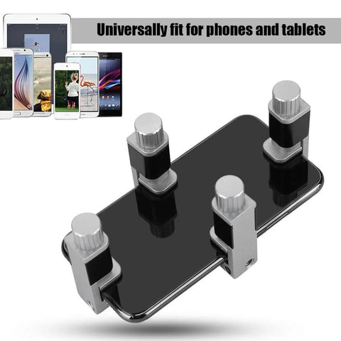 Phone Screen Clip Eight Pack With Adjustable Aluminum Fixture And Rubber Pads Fastener Clip Clamp For LCD Screen Alignment And Repair Prevent Scratches Universal Fit For Phones And Tablets Pro Grade Tool Set For DIY Repairs shown from top angle