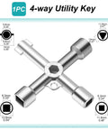 Four-way utility key from Eight Piece Multi Function Sillcock Key Set For Radiators Faucets And Meter Boxes Heavy Duty 40Cr Steel