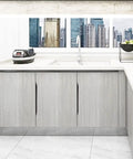  kitchen cabinets with Matte Black 24 Inch Edge Finger Pull Handles 2 Pack Aluminum Alloy Concealed Cabinet Door Pulls for Wardrobe Drawers Hidden Long Strip Pulls with Screws for Home Kitchen Bedroom