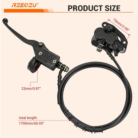 Mini Bike Rear Hydraulic Disc Brake Kit With Seven Eighths Inch Left Master Cylinder And Sixty Seven Inch Hose Fits Coleman RT200