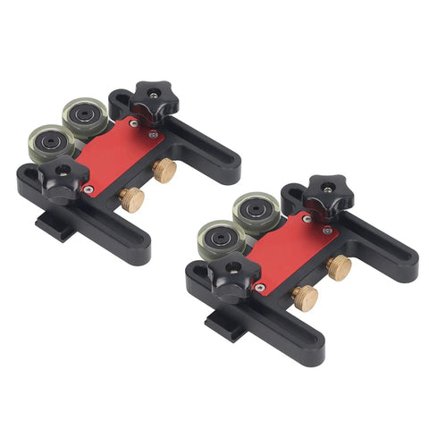 Solid As A Rock Table Saw Featherboard With Quick Adjust Wheels And Rugged Aluminum Guide featuring smooth polyurethane rollers.