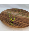 Handmade 17 Inch Lazy Susan Turntable With Resin Finish For Kitchen Organization And Country Decor, rustic wood design
