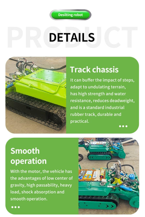 Industrial Sludge Removal Robot For Tanks Drainage Channels Pipelines And Waterways Remote Controlled Dredging Machine on tracks