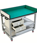 Heavy Hitter Anti Static Mobile Workbench Aluminum Utility Cart On Smooth Swivel Wheels Top Shelf Esd Pad Station with drawers