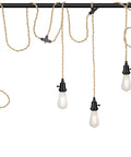 Pendant Light Cord Kit With Stepless Dimmer 28.5ft plug in with triple E26 base sockets on twisted hemp rope farmhouse fixture